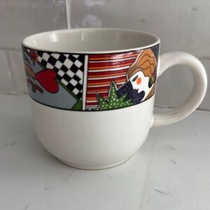 Vitromaster 1991 Metropolitan White Stoneware Mug with Eclectic Decorative Band